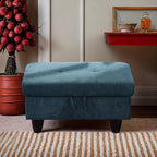 Ottoman Rectangular Storage Ottoman Bench, Flannel Footrest Stool Footstool with Lid for Living Room, Bedroom, Entryway, Lake Blue, 28.5"x19"x17.5"