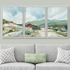 SIGNWIN Framed Canvas Print Wall Art Set Pastel Watercolor Blue Sky Mountain Range Landscape Nature Wilderness Illustrations Modern Art Decorative Scenic Relax/Calm for Bedroom - 16"x24"x3 White