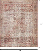 Loloi Layla Collection LAY-11 Cinnamon/Sage 9'-0" x 12'-0" .13" Thick Area Rug, Soft, Durable, Vintage Inspired, Distressed, Low Pile, Non-Shedding, Easy Clean, Printed, Living Room Rug