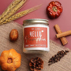 Pumpkin Spice Candle, Fall Candles - 'Hello Pumpkin' Pumpkin Candle I Infused w/Essential Oils I Autumn Scented Soy Candles for Home I Fall Home Décor I 9oz Reusable Jar, 50Hr Burn, Made in USA
