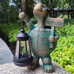 Turtle Garden Statue Outdoor Décor with Solar Lights Lantern,Turtle Solar Light Figurines Outside Decorations for Yard，Lawn,Patio, Balcony, Unique Housewarming Gifts