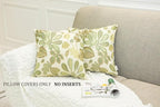 Mika Home Set of 2 Jacquard Tropical Leaf Pattern Throw Pillow Covers Decorative Pillowcase 22X22 Inches,Green Cream