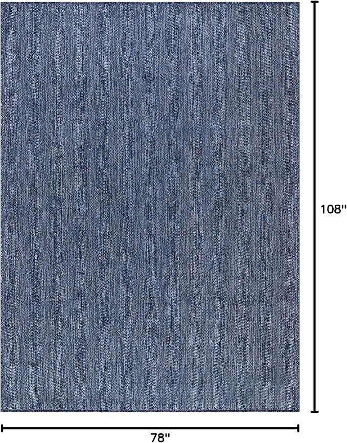 Washable Indoor Outdoor Rug 6x9 Weather Resistant Area Rugs Modern Solid for Porch Deck Balcony Backyard Patio Outside Carpet (6 X 9 Azure Blue)