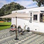 GAOMON Outdoor Rugs Patio Camping Waterproof Rug 6'x9' Plastic Straw Patio Rug Portable for Campers, Outside RVs Mat for Patios Clearance, Backyard Porch, Balcony, Black/Coffee(Bohemia)