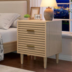 Alohappy Nightstand, Bedside Table for Bedroom, End Table with 2 Drawers, Mid Century Modern Side Table with Storage Bed Side Table Vintage Furniture Wood Accent Table for Living Room, Oak 1pc