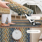 Maples Rugs Marion Bohemian Braided Design Print Runner Rug – Made in USA – Washable, Non Slip Indoor Carpet for Hallway, Kitchen, and Laundry Room, 2' x 6', Multi-Color