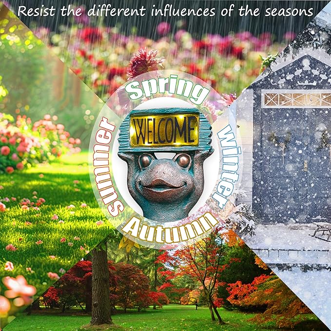 Rabbit Solar Welcome Garden Statues Outdoor Décor-Rabbit Figurines Solar LED Light Lawn Ornaments - Yard Decorations for Patio, Balcony, Backyard -Unique House Warming Gifts for Mom