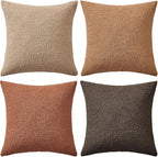 MIULEE Pack of 4 Decorative Textured Boucle Throw Pillow Covers 20x20 Inch Rustic Accent Solid Pillow Cases Soft Couch Cushion Covers for Modern Farmhouse Boho Chair Sofa Bed Livingroom Home Decor