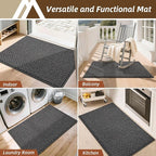 COSY HOMEER-Door-Mat 32"x48" Non Slip Absorbent Entryway Rugs Dirt Trapper Doormats Washable Entrance Mats Low Pile Welcome Floor Mat for Front Back Door and Entry Mats,Dark Grey