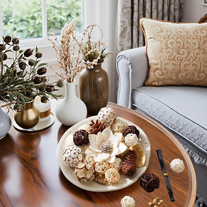 Fall Vanilla Scented Potpourri Bowl Fillers | Sea Salt Dried Flowers | Fragrance Sachet of Petal | White Halloween Vase Decor | Home Fragrance for Bathroom Bedroom Living Room Office (White)