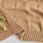 CozeCube Check Knit Throw Blanket, Beige Checkered Throw for Couch, Decorative Christmas Soft Cozy Warm Knitted Blanket for Bed Sofa Living Room, 60"X80"