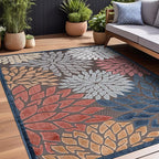 Beverly Rug Outdoor Rug 9x12 Large Modern Floral Tropical Area Rugs for Indoor and Outdoor Patio Easy to Clean Non Shedding Living Room Porch Garden Washable Outside Carpet (9 x 12 Brown)