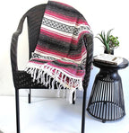 Del Mex Classic Mexican Blanket, Large Authentic Woven Falsa Throw (70"x50"), Artisan Southwest Décor for Beach, Yoga, Outdoors (Hot Pink/Fuchsia)
