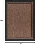 Bordered Outdoor Rug 6x9 Washable Outside Carpet for Indoor Patio Porch Waterproof Easy Cleaning Non Shedding Area Rugs Nut Brown 6 x 9