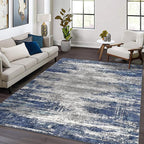 Area Rugs 5x7 for Living Room Bedroom, Modern Abstract Machine Washable Rug, Large Soft Low Pile Floor Cover with Non Slip Backing for Dining Room, Navy Blue Gray