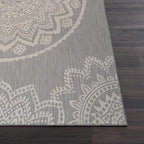 CAMILSON Outdoor Rug 9x12 Modern Area Rugs for Large Indoor and Outdoor Patios and Porches - Waterproof Washable Non-Shedding Easy-to-Clean Outside Carpet (9 x 12, Medallion - Grey/White)