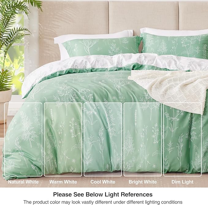Love's cabin Sage Green Comforter Set Twin - Twin XL Size Comforter Set Dorm Bedding, 2 Pieces Cute Floral Bedding for Women, Soft Reversible Flowers Comforter, 1 Comforter & 1 Pillow Sham