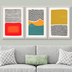 SIGNWIN Framed Canvas Print Wall Art Set Mid-Century Color Blocks & Spirals Abstract Shapes Illustrations Modern Art Contemporary Minimal Ultra for Living Room, Bedroom, Office - 16"x24"x3 White