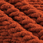 Carriediosa Chunky Knit Throw Blanket 50" X 60", 100% Hand Made Large Chenille Loop Yarn Soft Fluffy Throws for Couch Sofa Bed, Big Crochet Cozy Heavy Thick Cable Woven Blankets, Rust