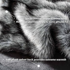 BATTILO HOME Wolf Faux Fur Blanket, Extra Large Fox Fur Throw Blankets for Couch, Bed, Super Soft, Fluffy, Eelegant, Grey with Black Tips Blanket Reversible to Plush Velvet, (Grey, 60"x80")