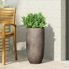Christopher Knight Home Jorine Lightweight Concrete Planter, Cast Stone Plant Pot, Large Garden Urn, Patio Texture Finish Flower Pot for Balcony Backyard Poolside, No Assembly Needed, 27" H Brown