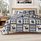 Great Bay Home Lodge Bedspread Twin/Twin XL Size Kid's Quilt with 1 Sham. Cabin 2-Piece Reversible All Season Quilt Set. Rustic Quilt Coverlet Bed Set. Stonehurst Collection. (Navy/Grey)
