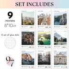 97 Decor Vintage Travel Wall Decor - Around World Travel Wall Art, Trendy City Wall Art Prints, Retro New York Europe Aesthetic Destination Pictures (8x10 Unframed)