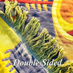 Snycler Boho Throw Blanket for Bed, 100% Organic Cotton Muslin Soft Throw-Blue Boho Floral Farmhouse Rustic Spring Summer Fall Decor Blanket for Couch Sofa Quilt and Gift, 80" x 90"