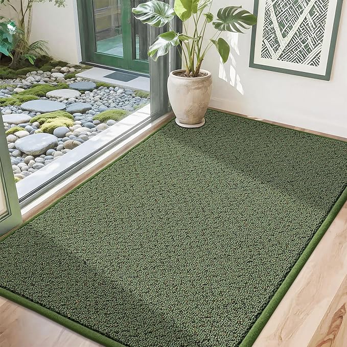 COSY HOMEER-Door-Mat 32"x48" Non Slip Absorbent Entryway Rugs Dirt Trapper Doormats Washable Entrance Mats Low Pile Welcome Floor Mat for Front Back Door and Entry Mats,Green