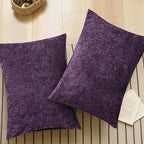 CaliTime Throw Pillow Covers Decorative 20 X 26 Inches Pack of 2 Cozy Chenille Standard Pillow Shams Cases for Couch Sofa Bed Living Room Home Plum Purple
