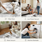 GENIMO Washable Area Rugs for Living Room, 10x14 Modern Non Slip Rugs, Low Pile Lightweight Soft Print Rug for Bedroom, Dining Room, Home Office, Grey