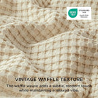 Bedsure Cooling Waffle Duvet Cover Queen - Cotton Blend Rayon Derived from Bamboo Duvet Cover Set for Hot Sleepers, Breathable Bedding Set with a Vintage Charm, 3 Pieces (Beige, Queen, 90"x90")