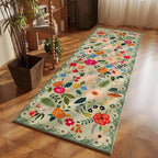 Runner Rug for Hallways Kitchen Rug Non Slip 2'x 6' Washable Rugs with Rubber Backing Soft Floral Carpet Runner for Hallways, Kitchen, Laundry, Bedroom, Bathroom(Green)