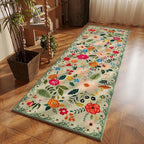 Runner Rug for Hallways Kitchen Rug Non Slip 2'6''x8' Washable Runner Rugs with Rubber Backing Soft Floral Carpet Runner for Hallways, Kitchen, Laundry, Bedroom, Bathroom(Green)