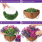Artificial Faux Hanging Flowers Plants Basket for Spring Summer Outdoors Decoration, Silk Morning Glory with Eucalyptus Look Real UV Resistant Fake Flowers for Outside Porch Patio Balcony Home, Mix