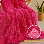 XeGe Luxury Faux Fur Blanket, Hot Pink Soft Big Fluffy Throw, Shaggy Plush Decorative Couch Throw, Cute Furry Fuzzy Bed Blanket for Bedroom Living Room, Hot Pink, 60x90