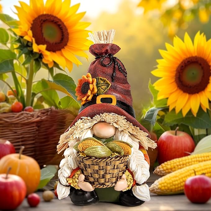 Leekung Fall Gnomes Statues for Thanksgiving Decorations,Harvest Gnomes Figurines for Fall Decor,Fall Gnome Decorations for Home Shelf Tiered Tray Decor,Autumn&Thanksgiving Theme Decorative