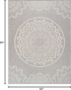 CAMILSON Outdoor Rug 6x9 Modern Area Rugs for Indoor and Outdoor Patios and Porches - Waterproof, Washable, Non-Shedding, Easy-to-Clean Outside Carpet (6 x 9, Medallion - Grey/White)