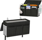 Dual-purpose Bedside Caddy Bedside Organizer, Bed Caddy with 6 Pockets, Versatile Bedside Storage Solution Magazine Remotes holder, ideal for Home, Dorm, Hospital, Crib Bed (Black 2 pcs)