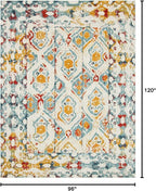 Unique Loom Rosso Collection Vintage, Geometric, Bohemian, Traditional, Distressed, Southwestern Area Rug, 8' 0" x 10' 0", Multi/Ivory