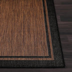 CAMILSON Indoor Outdoor Rug, 6x9 Bordered Nut Brown Black Modern Area Rugs for Indoor and Outdoor Patios, Kitchen and Hallway Mats, Washable Porch Deck Outside Carpet (Bordered Nut Brown Black, 6 x 9)
