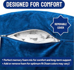 ComfortSpa Reading Pillow for Bed Adult Size, Back Rest Pillow with Arms, Pockets and Washable Cover; Use as a Back Pillow for Sitting in Bed for Bedrest or Relief from GERD Heartburn (XL Navy Blue)