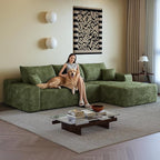 108" Sectional Couches for Living Room Modern Modular Sofa with L-Shape Couchs Upholstered Boneless Couch Deep Seat Sectional Couch with Chaise (Green, Right Facing Chaise+2Seaters)