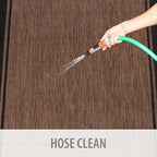 CAMILSON Indoor Outdoor Rug, 6x9 Bordered Nut Brown Black Modern Area Rugs for Indoor and Outdoor Patios, Kitchen and Hallway Mats, Washable Porch Deck Outside Carpet (Bordered Nut Brown Black, 6 x 9)