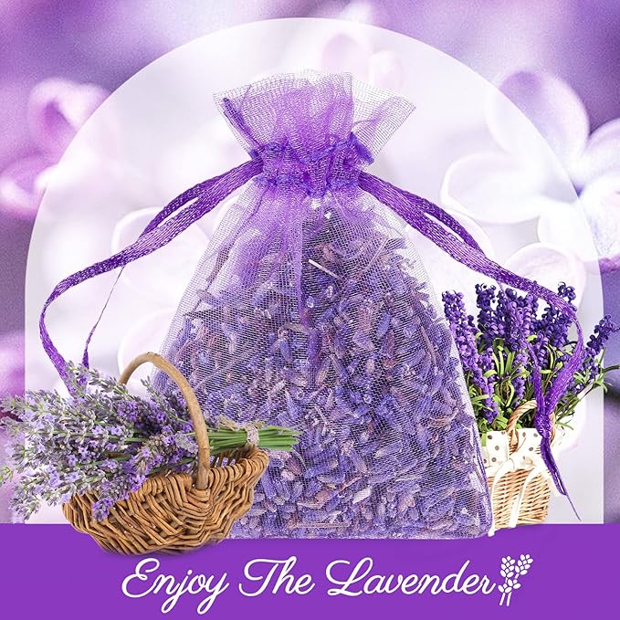 Reginary 30 Pack Lavender Sachets Bags Bulk for Drawers and Closets Home Fragrance Sachet Dried Lavender Flower for Wedding Bridal Shower Favors