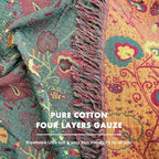 MSGKV Cotton Bed Blanket for Couch and Sofa Blankets for Living Room Bedroom Reversable Florals Throw 90"x98" Breathable Cozy Boho Blankets