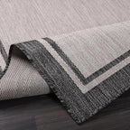 CAMILSON Indoor Outdoor Rug, 5x7 Bordered Gray Modern Area Rugs for Indoor and Outdoor Patios, Kitchen and Hallway Mats, Washable Porch Deck Outside Carpet (Bordered Grey, 5 x 7)
