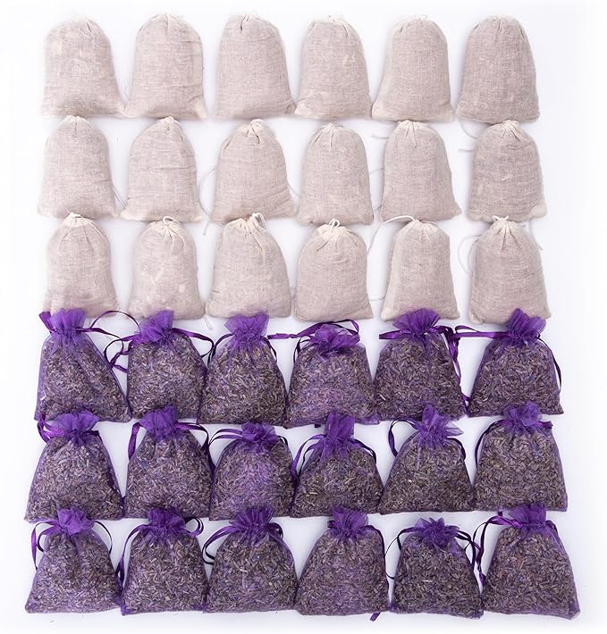 Pack of 36 Cedar Chips and Lavender Sachets (18 Lavender, 18 Cedar) - Home Fragrance Sachet for Drawers and Closets, LV-F-LC-2