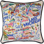 Catstudio Lake Michigan Embroidered Decorative Throw Pillow