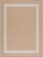 CAMILSON Outdoor Rug 10x14, Large Modern Outside Rugs for Patios Porches Waterproof Durable Washable Non-Shedding, Easy-to-Clean Indoor/Outdoor Area Carpet (10 x 14, Bordered - Beige/White)